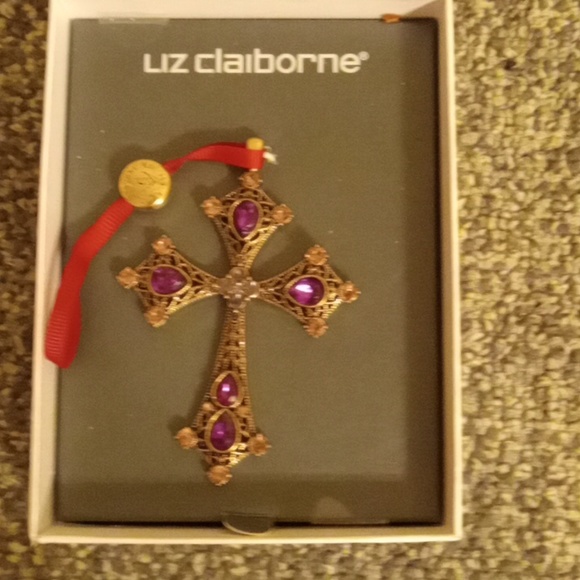 Liz Claiborne Other - Liz Claiborne cross christmas tree ornament 2018 purple and pink gold to…